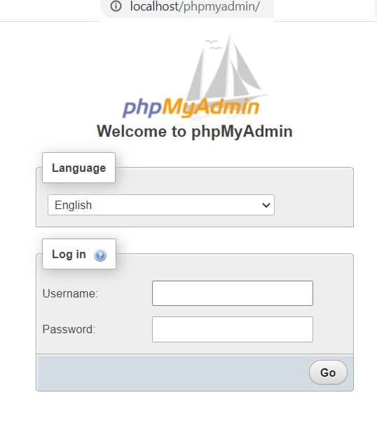 open phpmyadmin at localhost in your browser