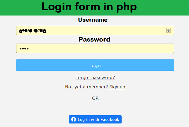 Create a php login form using Mysql Database