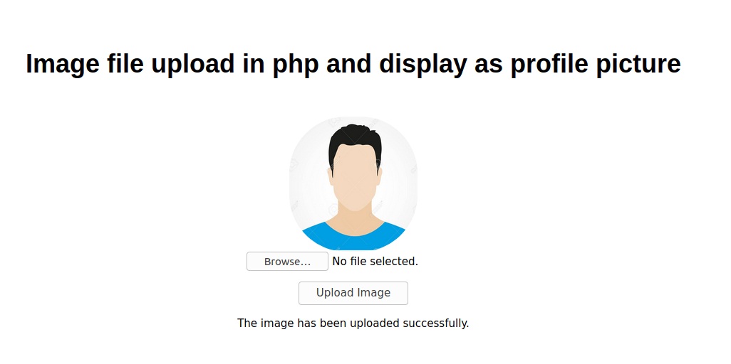 php image file upload and display as profile picture